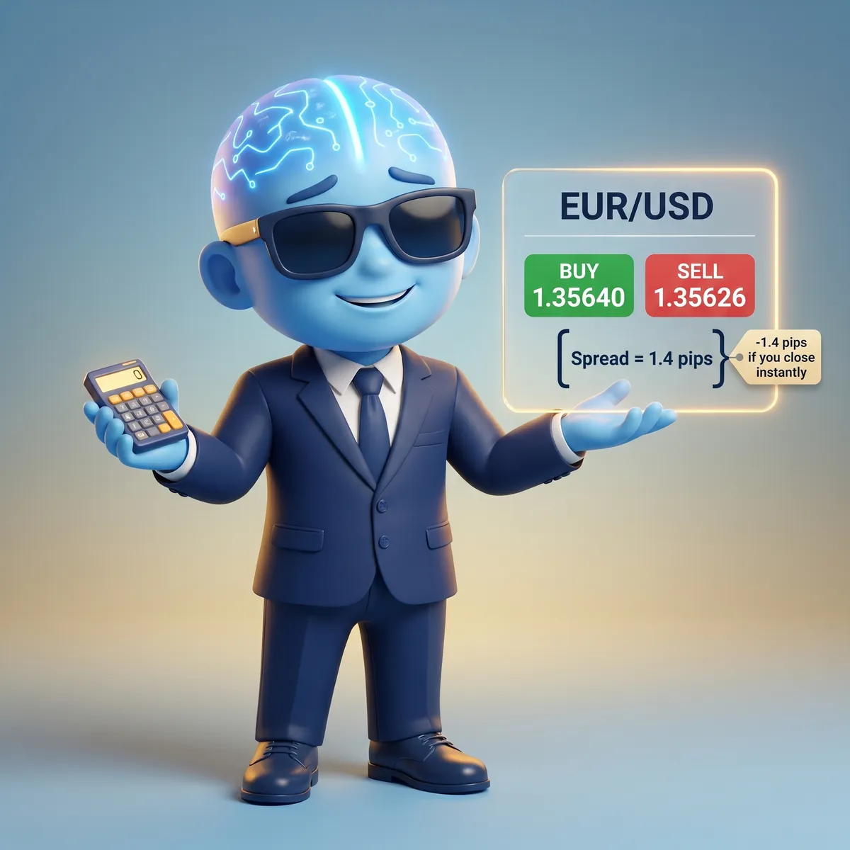 A EUR/USD quote used to work out the spread cost
