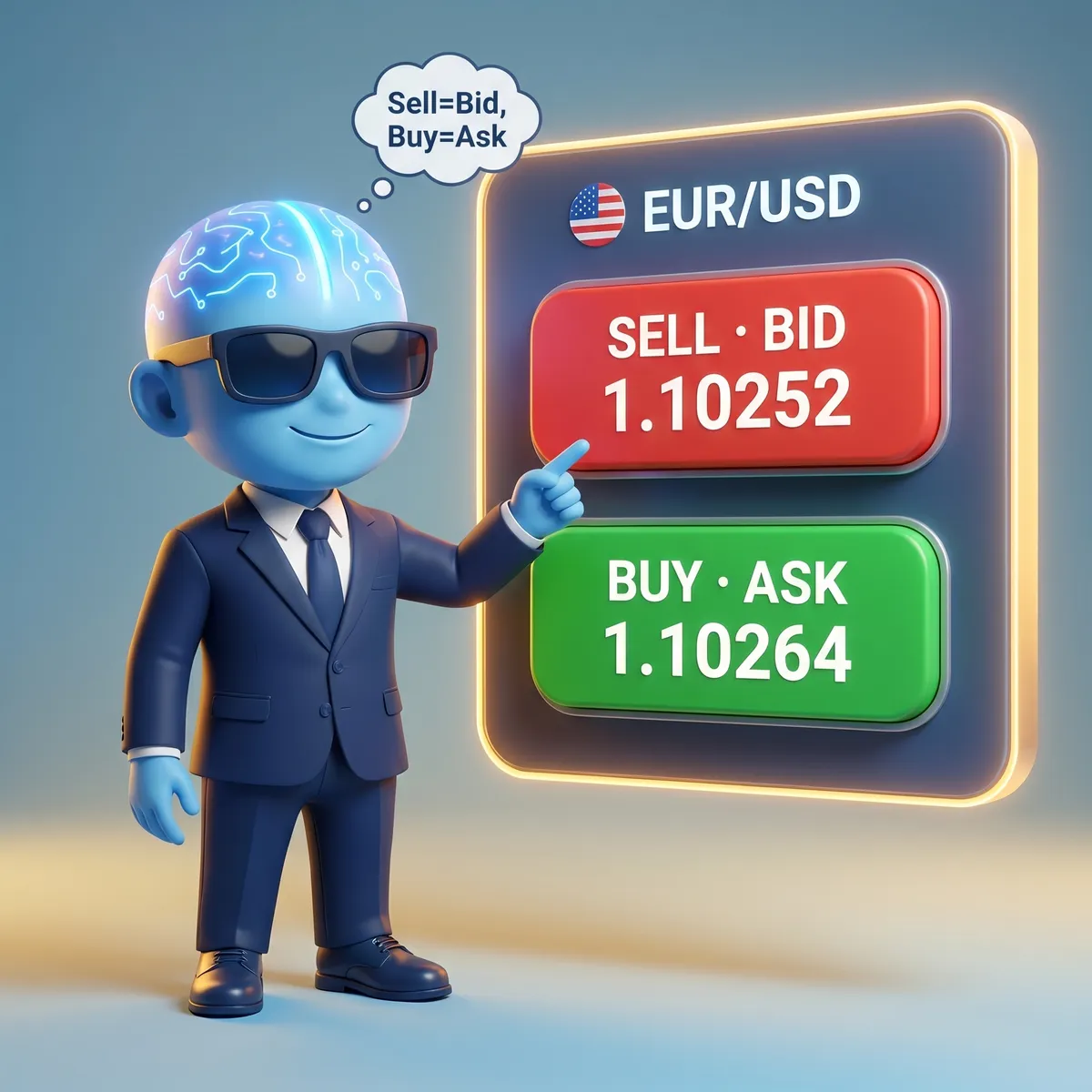 Bid and ask on a forex trading platform