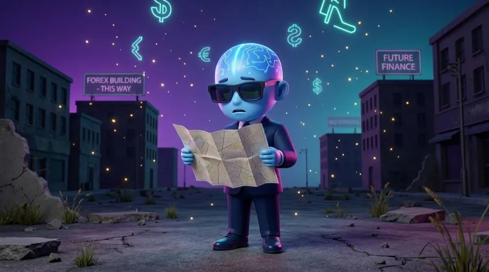 AI Mentor searching an empty lot for the "forex building" that doesn’t exist