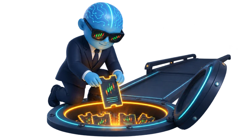An order arriving at a broker's dealing room and settling into an internal vault instead of leaving the building, the risk desk watching it on a wall of screens
