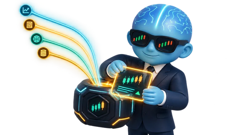 Several bank towers each beaming a slightly different price into a central aggregation engine, which emits one combined quote onto a trader's screen