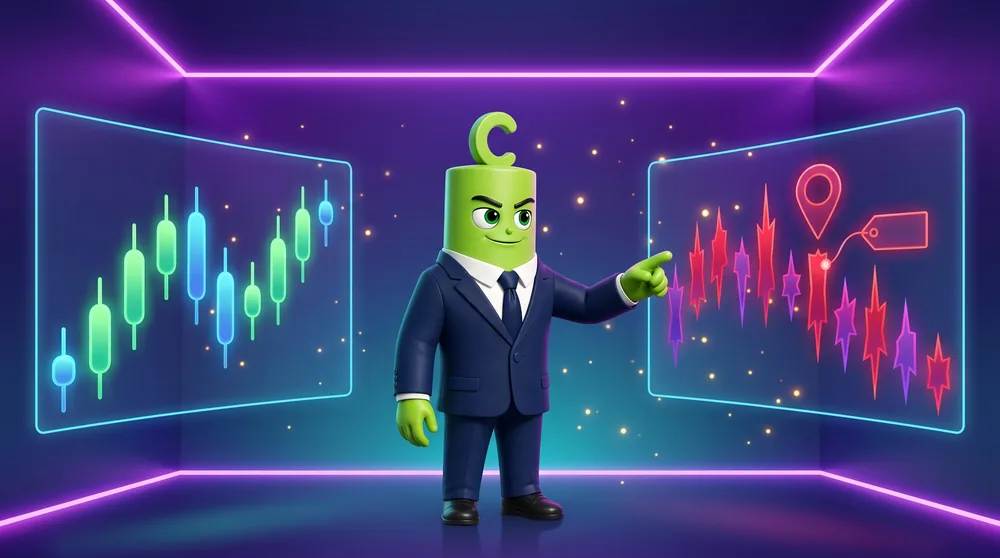 smoothed candles on one screen, real prices and a stop on the other
