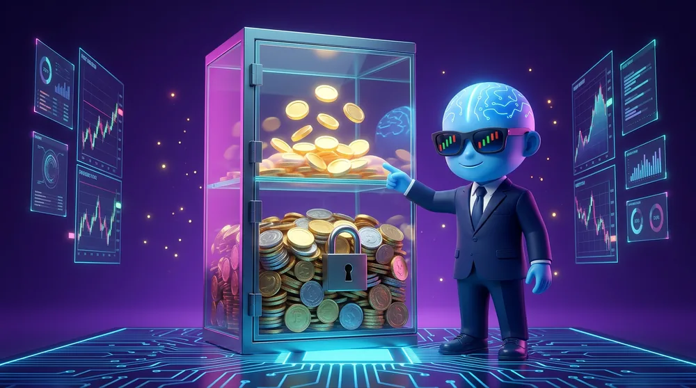 a vault split into a locked chamber and a free chamber of coins