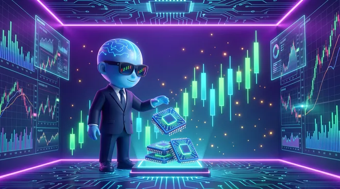 The AI Mentor mascot stacking three glowing chips one at a time onto a growing pile instead of dropping one huge block